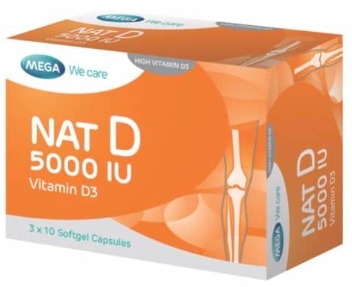 รูปภาพของ Mega We Care NAT D3 5000 IU (3x10ซอฟเจล) วิตามินดี3 